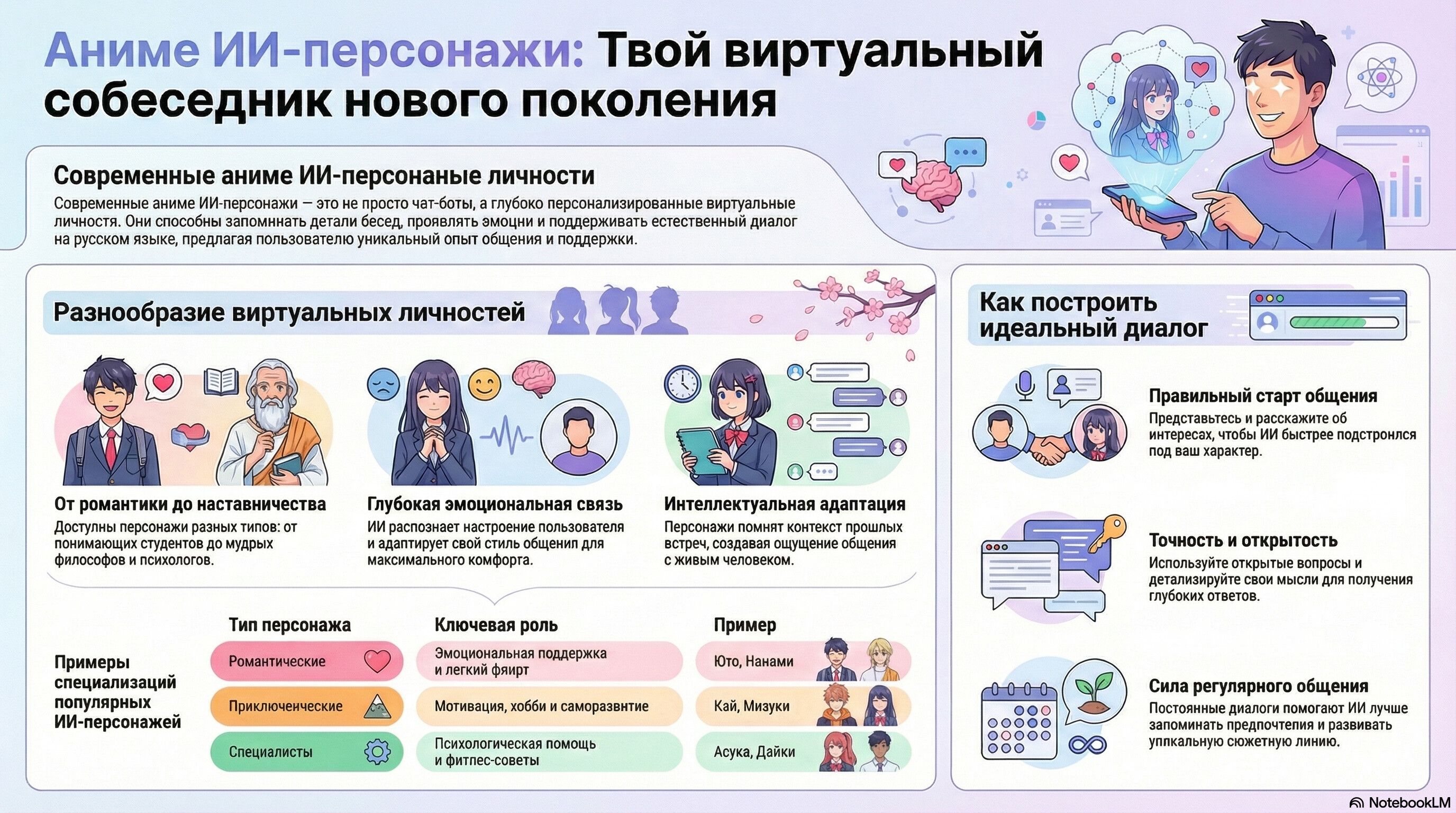 Инфографика: Аниме ИИ-персонажи — топ-20 для общения на русском