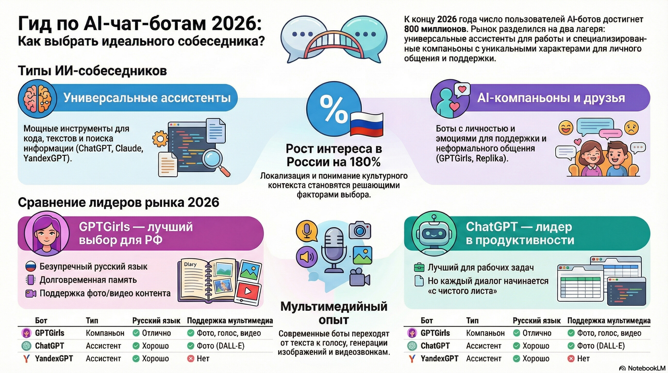 Инфографика: Бот для общения с ИИ — какой выбрать в 2026