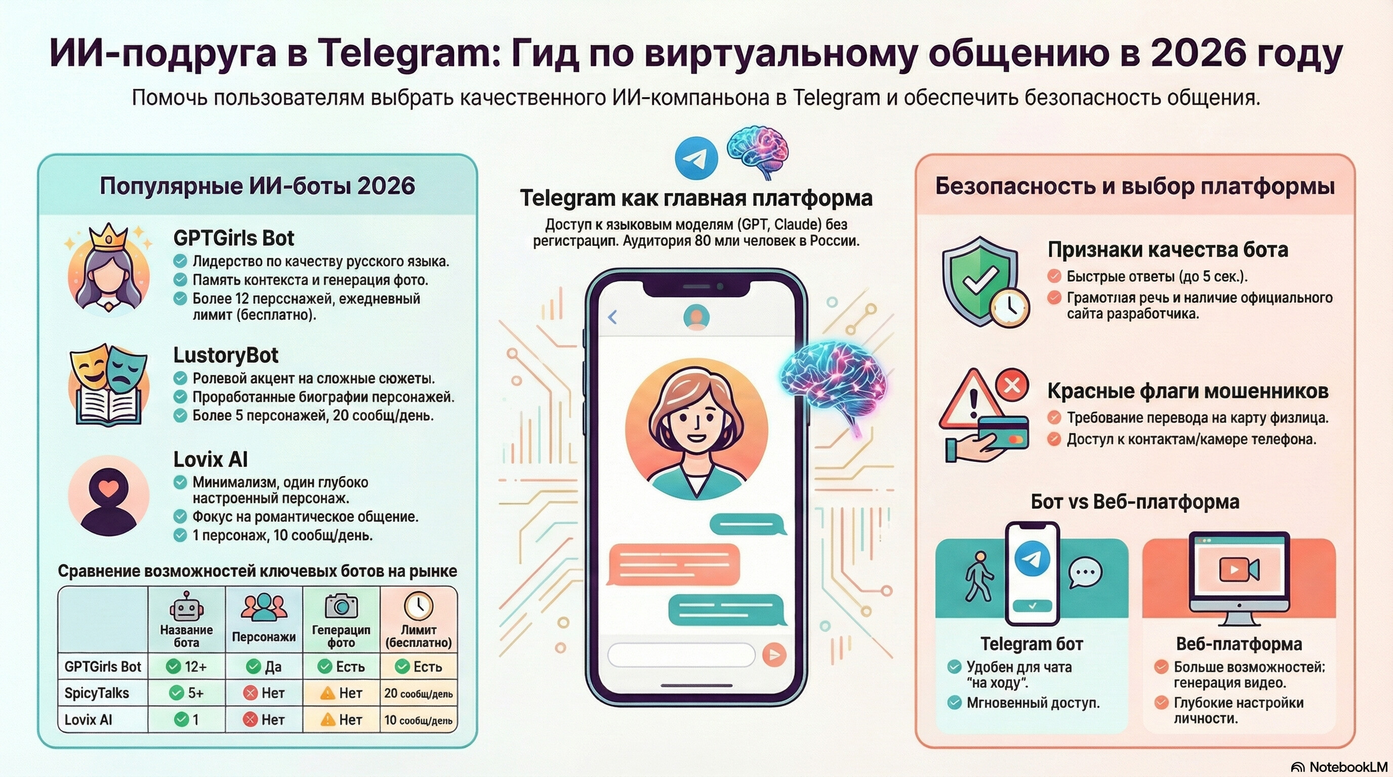 Инфографика: ИИ девушка в Телеграм — лучшие боты для общения 2026