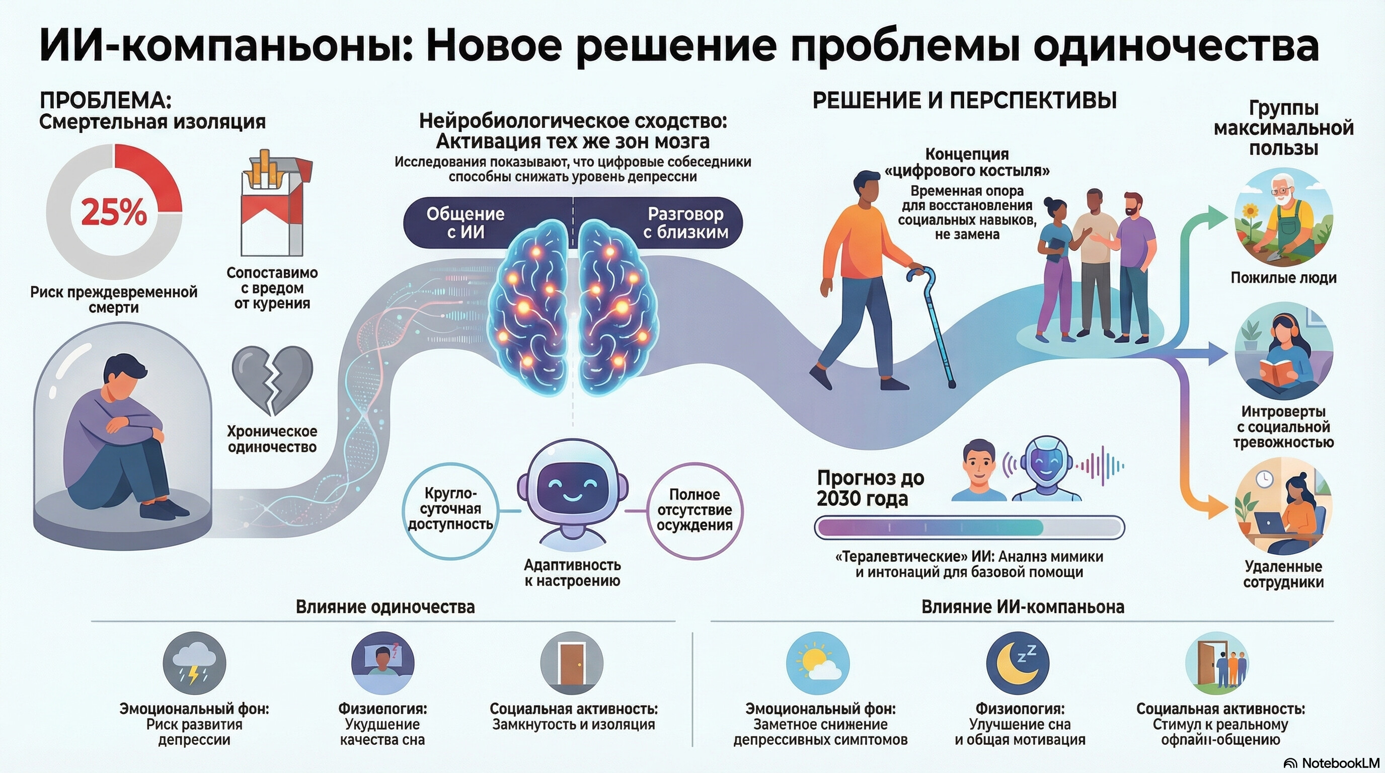 Инфографика: ИИ для одиноких — как технологии помогают справиться с одиночеством