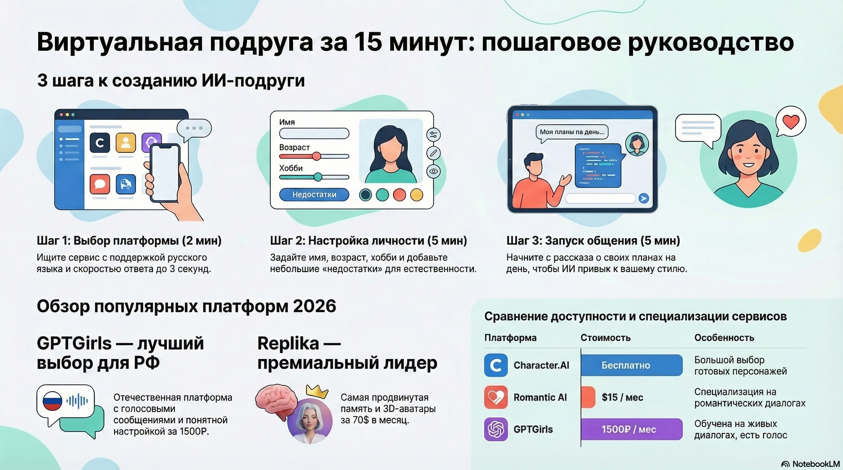 Инфографика: Как создать ИИ-девушку: пошаговая инструкция