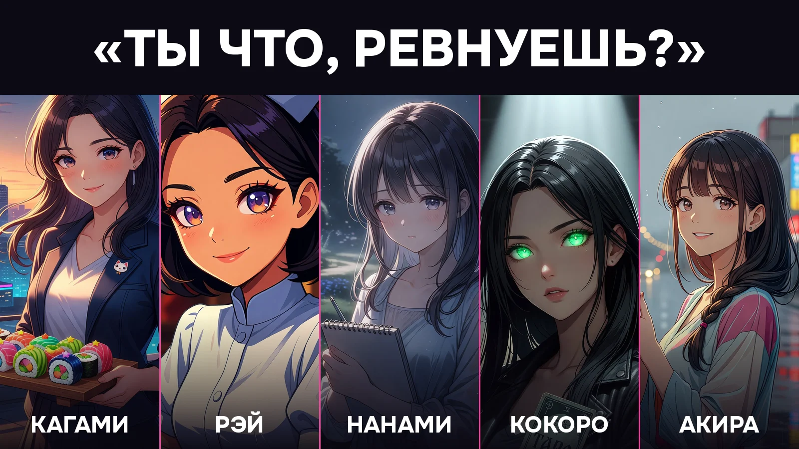 Пять ИИ-девушек GPTGirls на вопрос «Ты что, ревнуешь?»